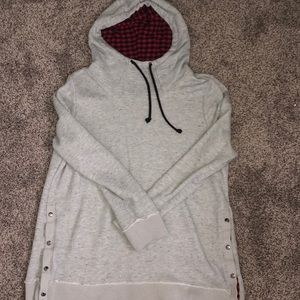 Maurices grey- buffalo plaid hoodie